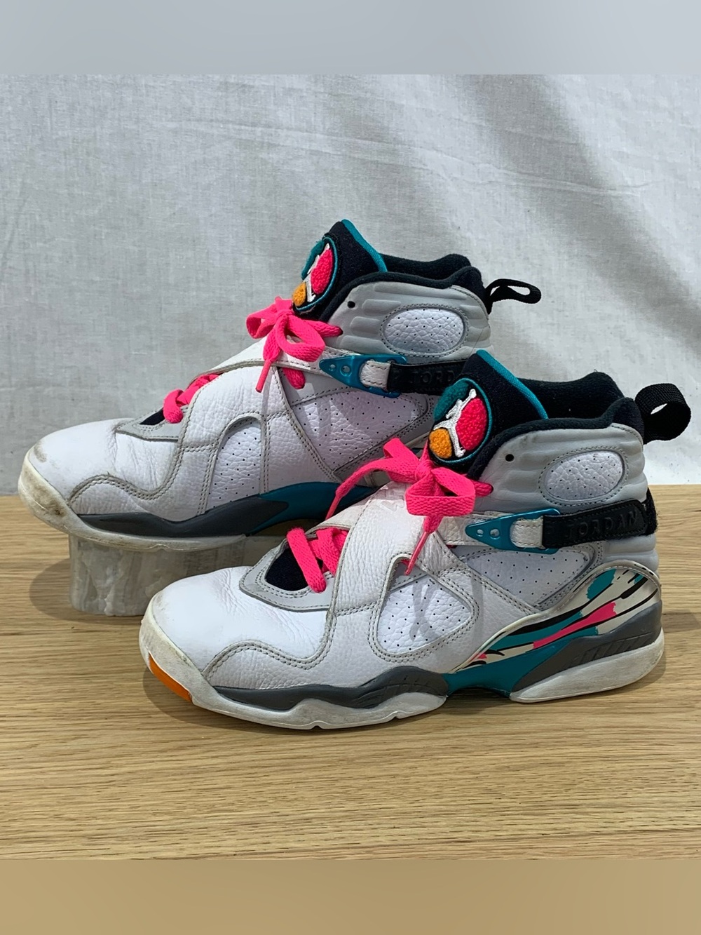 Air Jordan 8 Retro South Beach White Teal Pink 305381-113 Youth Size 5Y